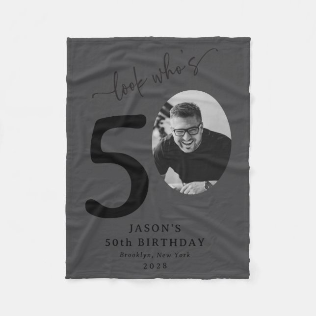 Funny Look Whos 50 Stylish 50th Birthday  Fleece Blanket (Front)