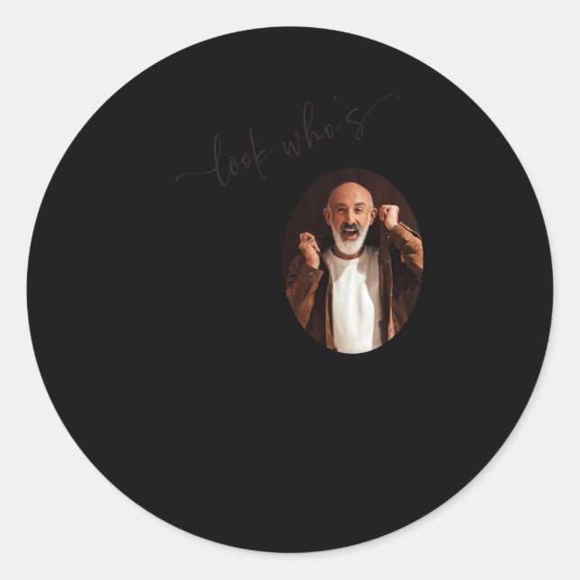 Funny Look Whos 60 Stylish 60th Birthday  Classic Round Sticker (Front)