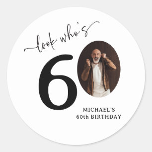 Funny 'Look Who's 60' Stylish 60th Birthday Classic Round Sticker