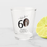 Funny 'Look Who's 60' Stylish 60th Birthday Shot Glass<br><div class="desc">Cheers to thirty years! Raise a glass with our Look Who's Milestone shot glasses, customised with a photo of the birthday man or woman as the '0' in their age. Complete with elegant calligraphy and personal details like their name, age, location, and year, these 60th birthday shot glasses are the...</div>