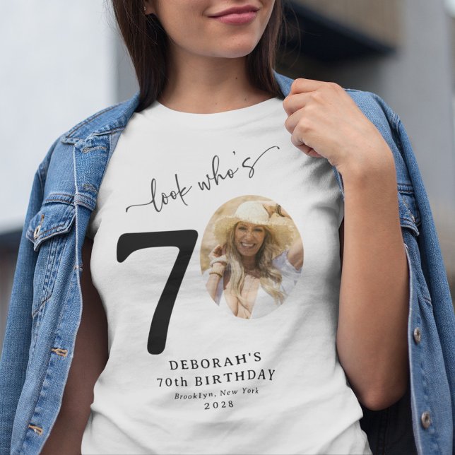 Funny 'Look Who's 70' Stylish 70th Birthday T-Shirt (Creator Uploaded)