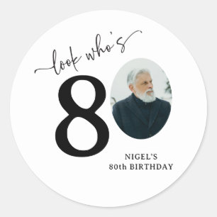 Funny 'Look Who's 80' Stylish 80th Birthday Classic Round Sticker