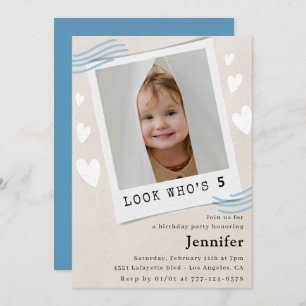Funny Look who's turning 5th birthday invitations