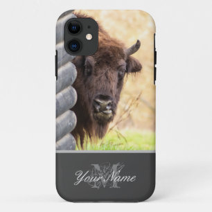 Funny looking bison sticking its tongue out! iPhone 11 case