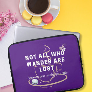 Funny Looking for Coffee Quote Purple Laptop Sleeve
