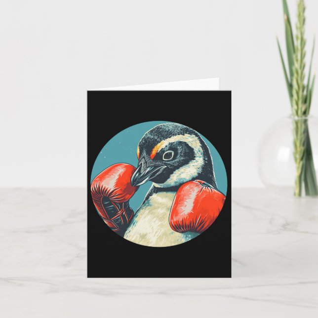 Funny Looking Penguin With Boxing Gloves Costume  Card (Front)
