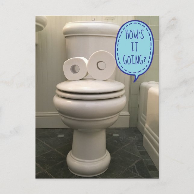 Funny Looking Toilet Asking How's It Going? Postcard (Front)