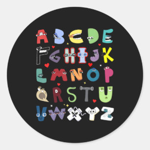 Funny Lore Alphabet A To Z Hi Letter For Kids Boys Classic Round Sticker
