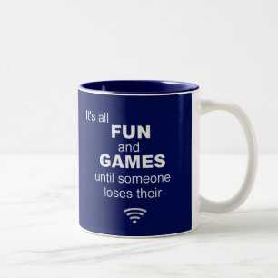 Funny Losing WiFi Internet - Blue Two-Tone Coffee Mug