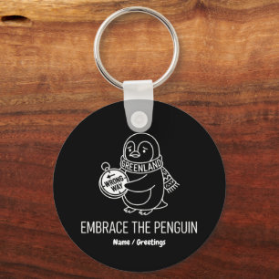 Funny Lost Greenland Penguin Embrace the Wrong Way Key Ring
