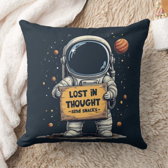 Funny Lost in Thought Astronaut Space Illustration Cushion (Blanket)