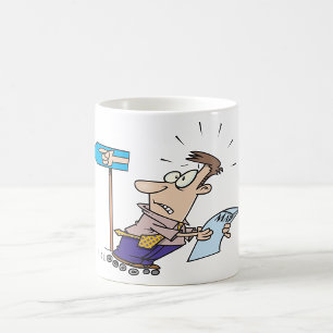 Funny Lost Man Confused Traveller with Map Coffee Mug