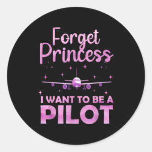 Funny Lot Design For Women Girl Aviation Aeroplane Classic Round Sticker