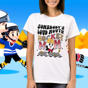 funny loud mouth hockey Mum word art  T-Shirt