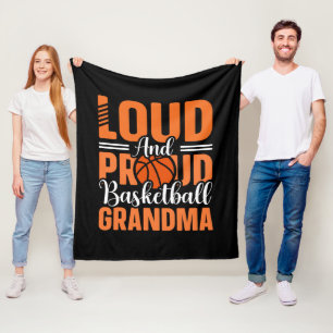 Funny loud proud Basketball sports Grandma word Fleece Blanket