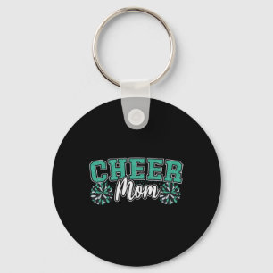 Funny Loud Proud Cheer Mum Mama Cheerleading Green Key Ring