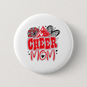 Funny Loud Proud Cheer Mum Mama Cheerleading Red B 6 Cm Round Badge