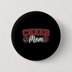 Funny Loud Proud Cheer Mum Mama Cheerleading Red B 6 Cm Round Badge