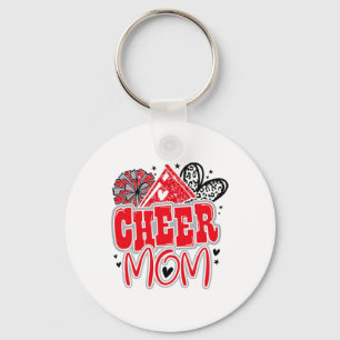 Funny Loud Proud Cheer Mum Mama Cheerleading Red B Key Ring