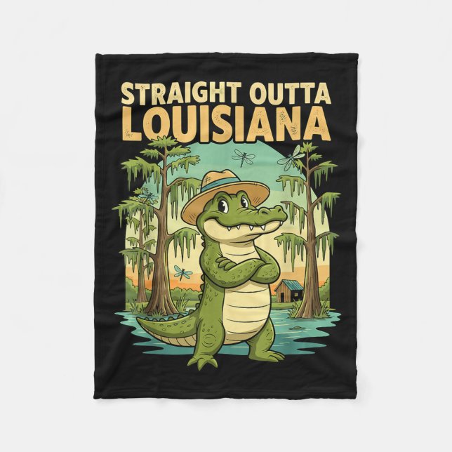 Funny Louisiana Alligator Retro Wildlife Travel Ba Fleece Blanket (Front)