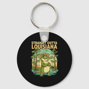Funny Louisiana Alligator Retro Wildlife Travel Ba Key Ring
