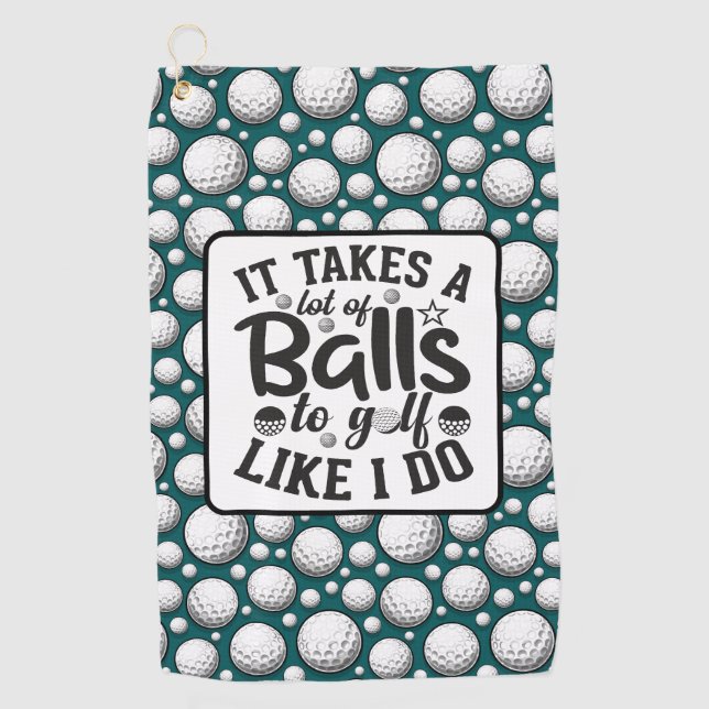 Funny Lousy Golfer Black and White Golf Towel (Front)