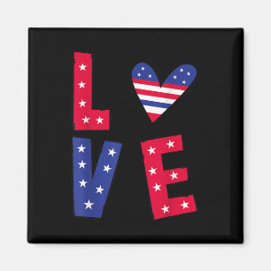 Funny Love American Flag Day Usa 4th Of July Patri Magnet