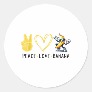 Funny Love Banana Cute Banana Peace Love Banana Wo Classic Round Sticker