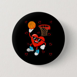Funny Love Basketball Heart Shape Happy Valentine' 6 Cm Round Badge