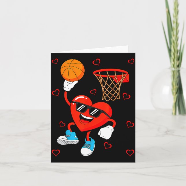 Funny Love Basketball Heart Shape Happy Valentine' Card (Front)