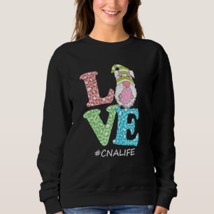 Funny Love Gnome Cna Life Leopard Happy Easter Day Sweatshirt