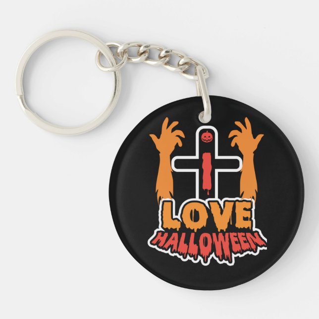 Funny Love Halloween Spooky Zombie Hands Key Ring (Front)