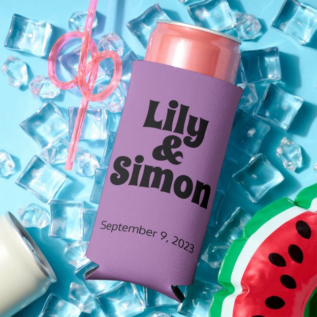 Funny "Love Has Found Me" Lavender Wedding Favours Seltzer Can Cooler (In Situ Summer)