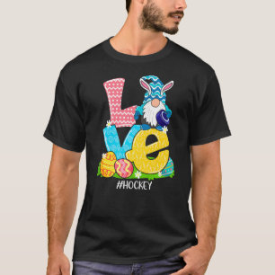 Funny Love Hockey Easter Gnome Egg Hunting Basket  T-Shirt
