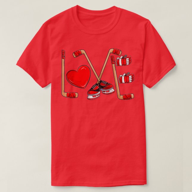 Funny Love Hockey Valentines Day Toddler Boys Kids T-Shirt (Design Front)
