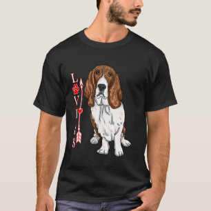 Funny Love Is Basset Hound Dog Cute Dog Paw Print  T-Shirt
