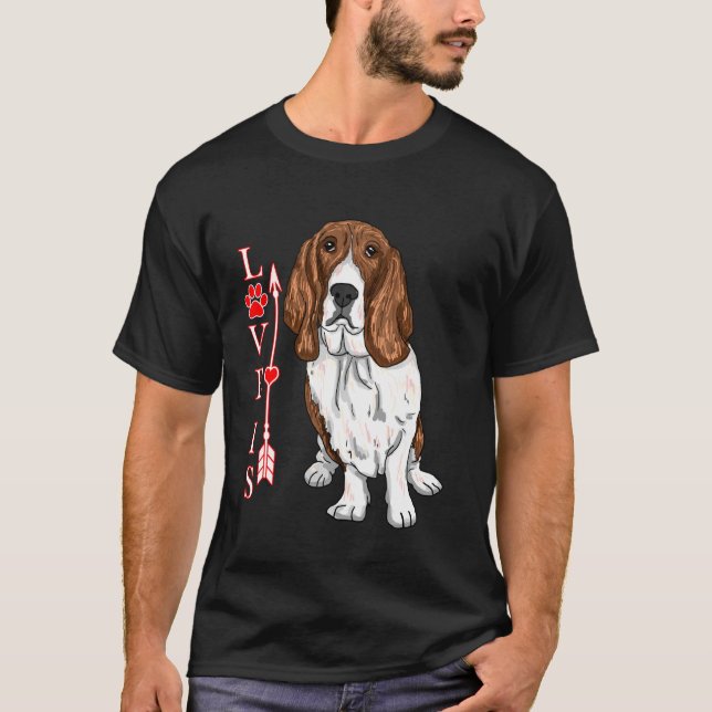 Funny Love Is Basset Hound Dog Cute Dog Paw Print  T-Shirt (Front)