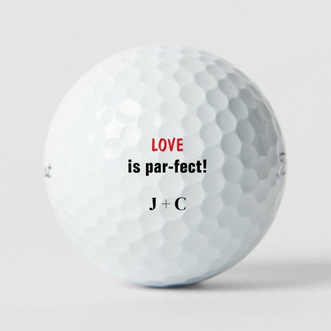  Funny Love is Par-fect Couple Initials Titleist Golf Balls (Front)