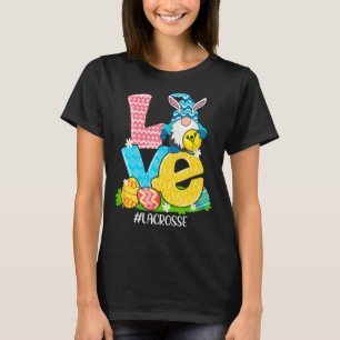 Funny Love Lacrosse Easter Gnome Egg Hunting Baske T-Shirt
