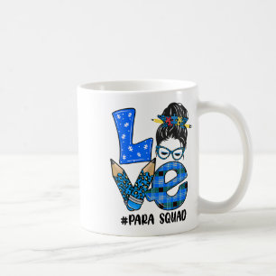 Funny Love Messy Bun Para Squad Puzzle Autism Awar Coffee Mug