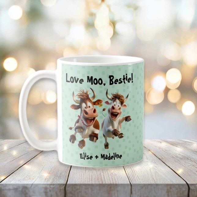 Funny “Love Moo Bestie” Personalised Best Friends Coffee Mug (Funny "Love Moo Bestie" Personalized Best Friends Coffee Mug)