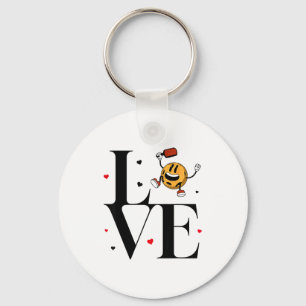 Funny love pickleball valentines day cute red key ring