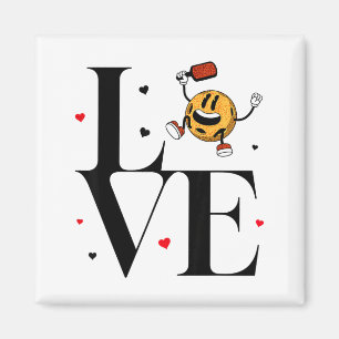 Funny love pickleball valentines day cute red magnet