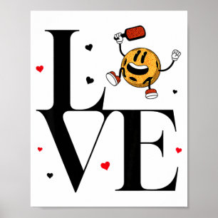 Funny love pickleball valentines day cute red poster