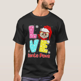 Funny LOVE Santa Paws Christmas Cat Pug Ugly Chris T-Shirt
