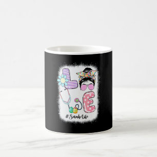 Funny Love Scrub Life Messy Bun Easter Day Nurse Coffee Mug