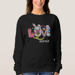 Funny Love Stethoscope Nurse Rn Er Cna Bunny Easte Sweatshirt