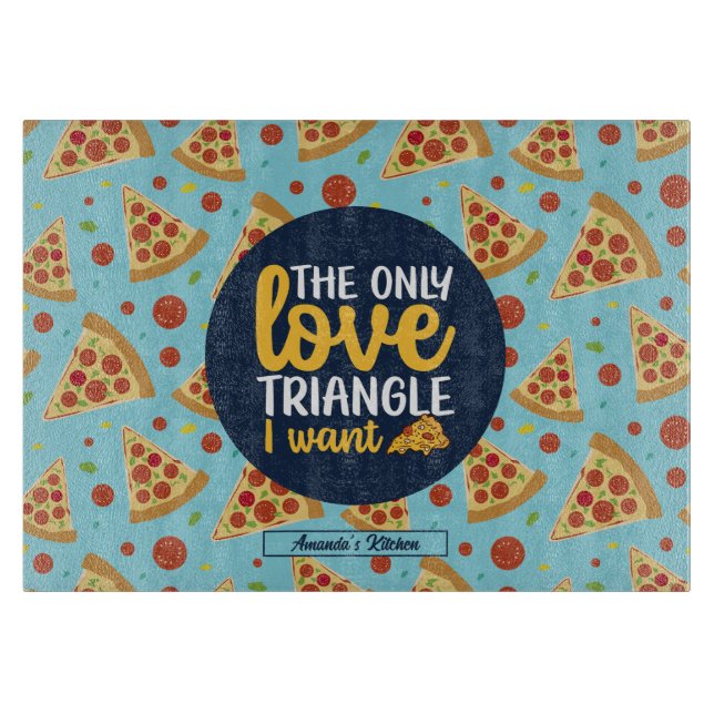 Funny Love Triangle Retro Italian Pizza Pattern Cutting Board (Front)