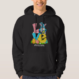 Funny Love Volleyball Easter Gnome Egg Hunting Bas Hoodie