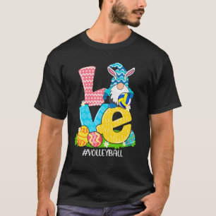 Funny Love Volleyball Easter Gnome Egg Hunting Bas T-Shirt